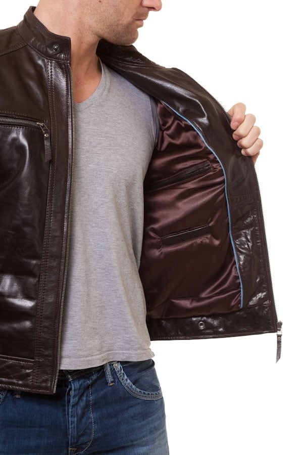 Men's Brown Leather Jacket Serge Pariente - Image n°4