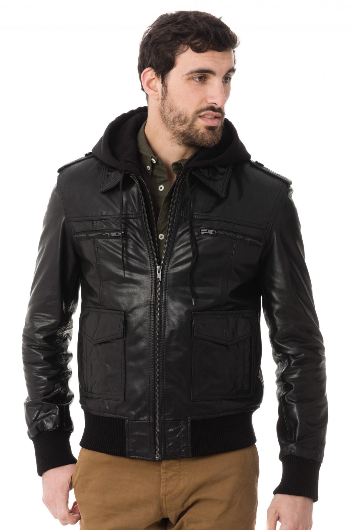 Men's leather jacket Black Serge Pariente - Image n°1