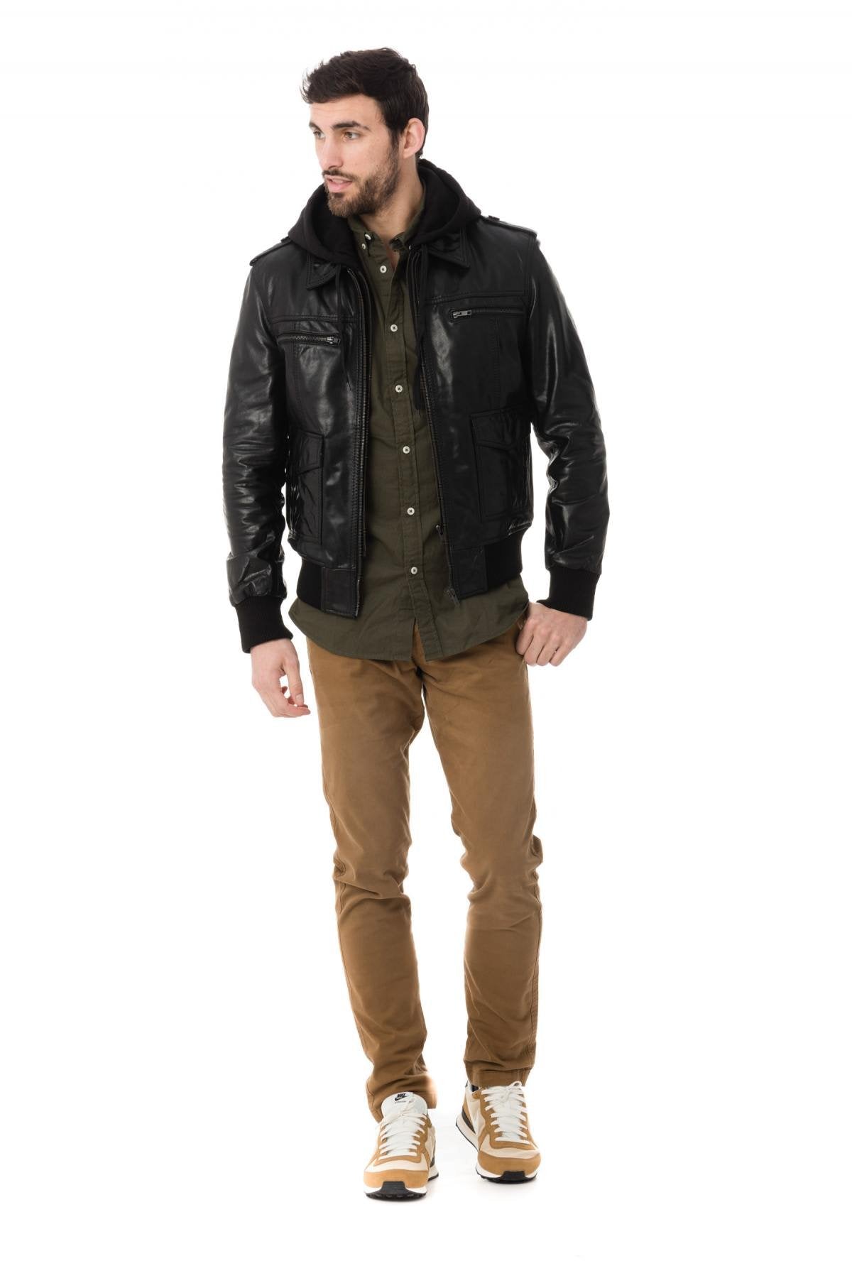 Men's leather jacket Black Serge Pariente - Image n°2
