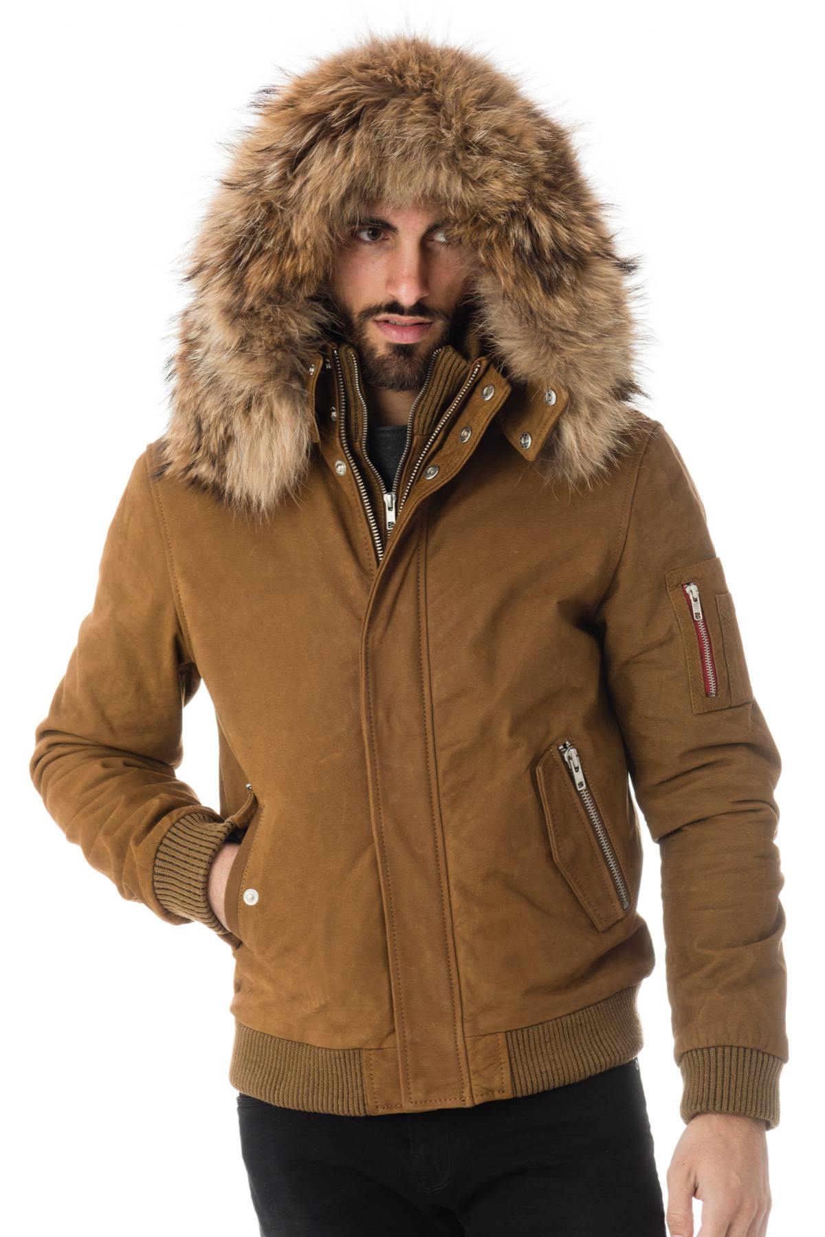 Serge Pariente camel nubuck buffalo leather jacket - Image n°1