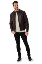 Dark burgundy men's fashion leather - Image n°2