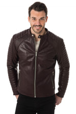 Dark burgundy men's fashion leather - Image n°1