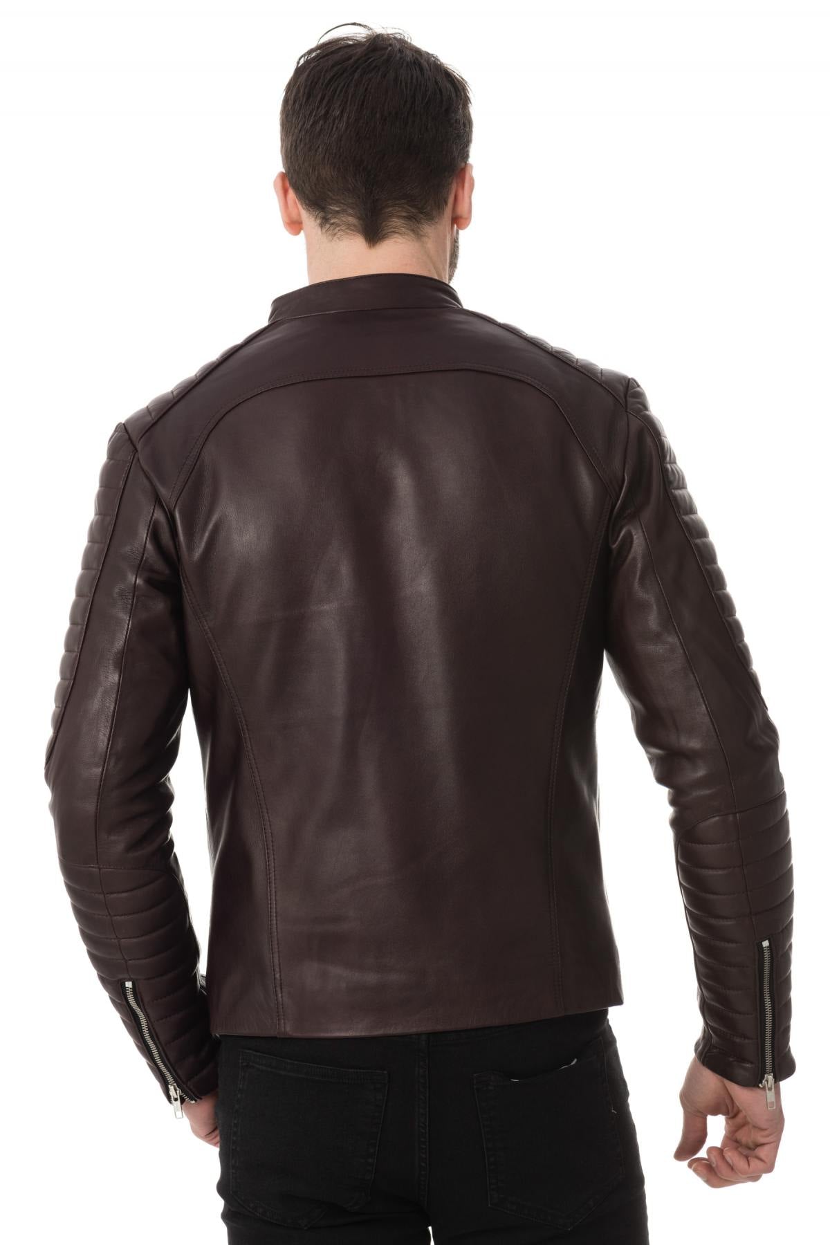 Dark burgundy men's fashion leather - Image n°5