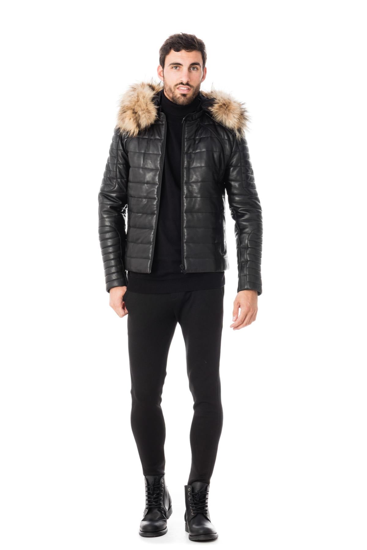 Sheepskin down jacket with fur - Image n°2