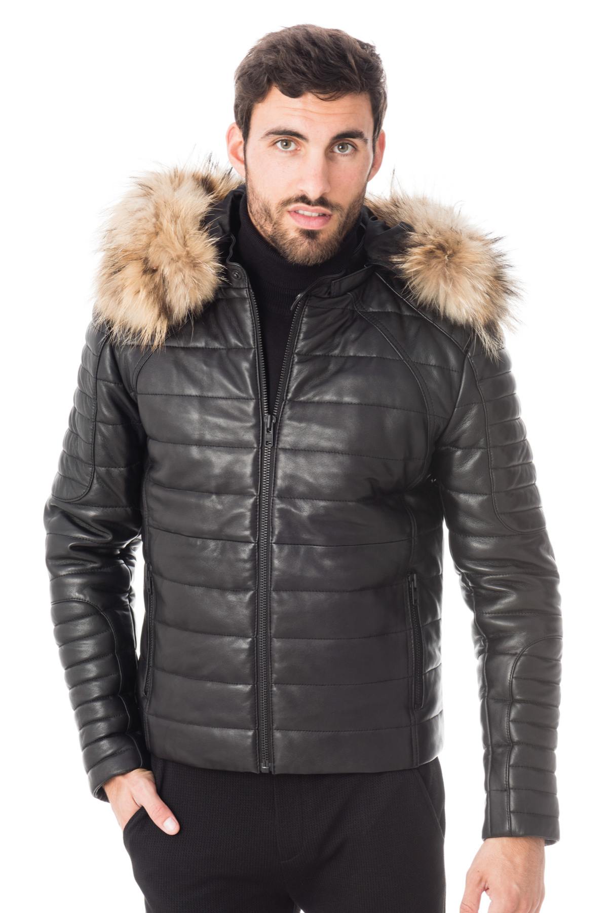 Sheepskin down jacket with fur - Image n°1