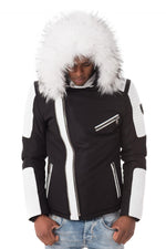 Men's black/white jacket with white collar - Image n°1
