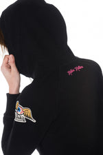 Women's black hoodie with pink patch - Image n°4