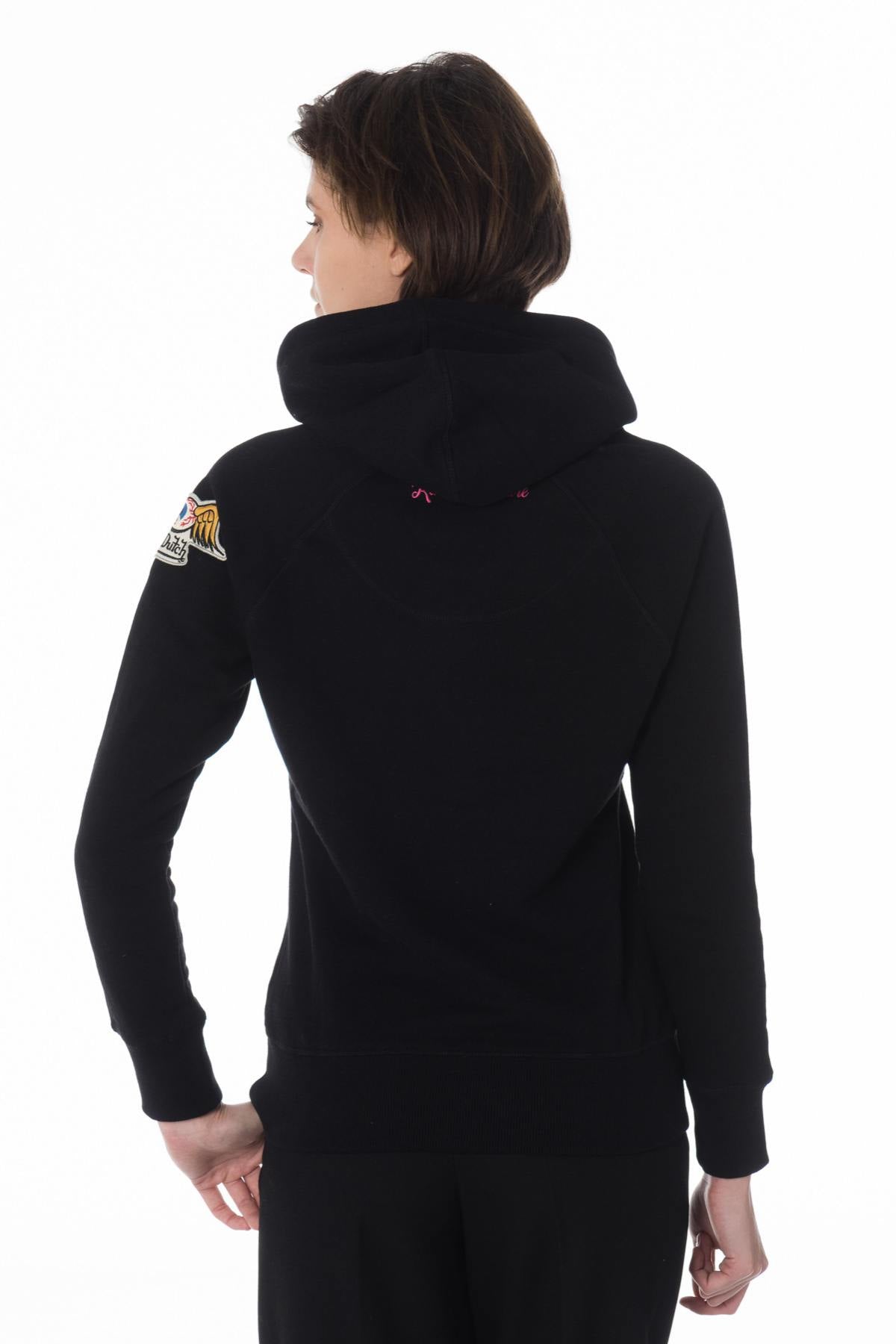 Women's black hoodie with pink patch - Image n°3