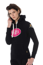 Women's black hoodie with pink patch - Image n°6