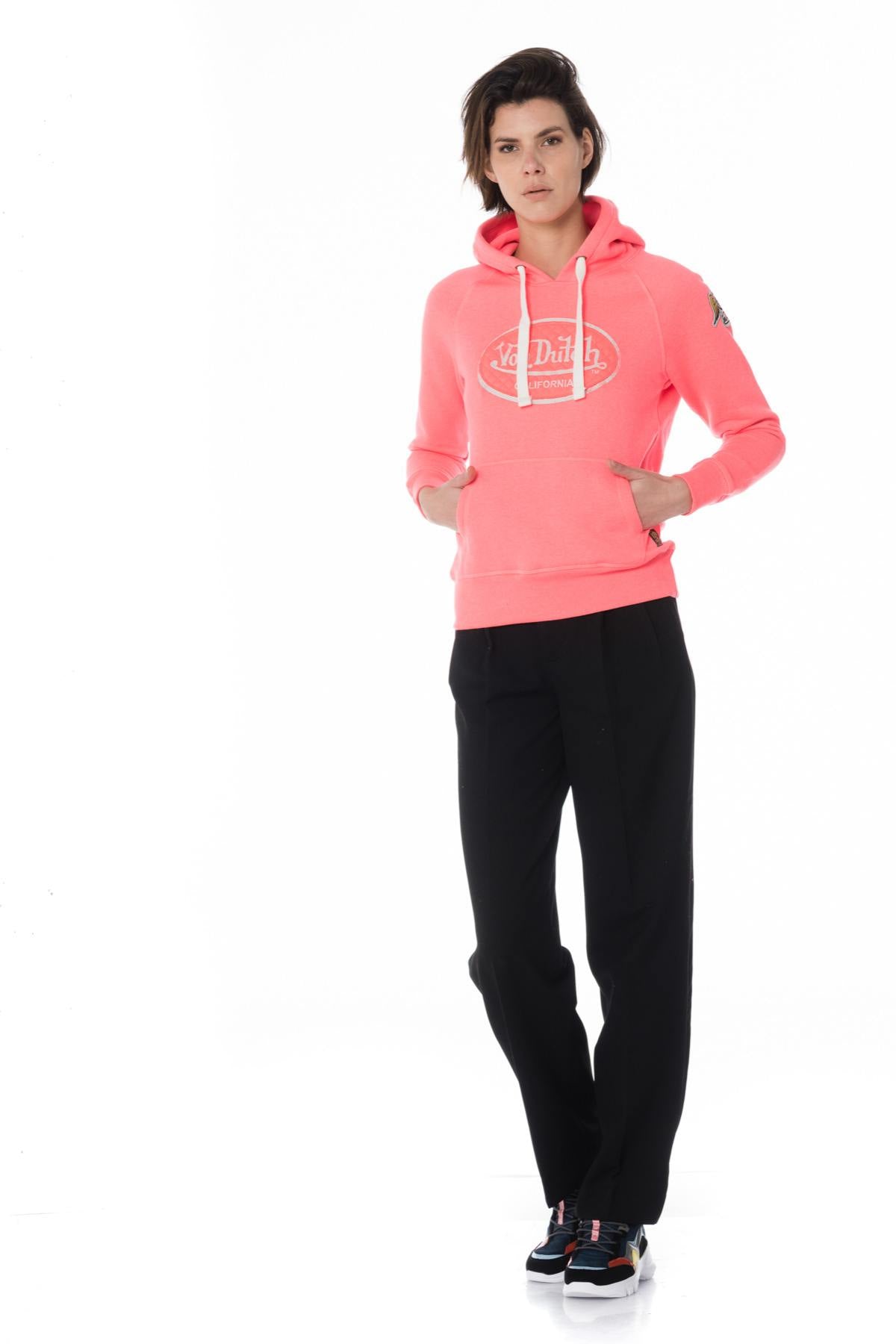 Women's pink hooded sweater - Image n°2
