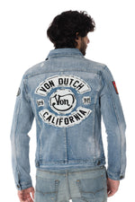 Blue denim jacket with Von Dutch patches - Image n°2