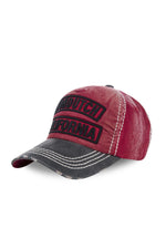 Red and gray cap with velvet look - Image n°1