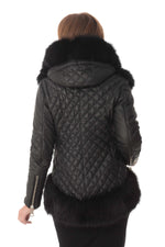 Sheepskin leather jacket with fox fur - Image n°7