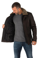 Men's sheepskin leather jacket with lambswool collar - Image n°5