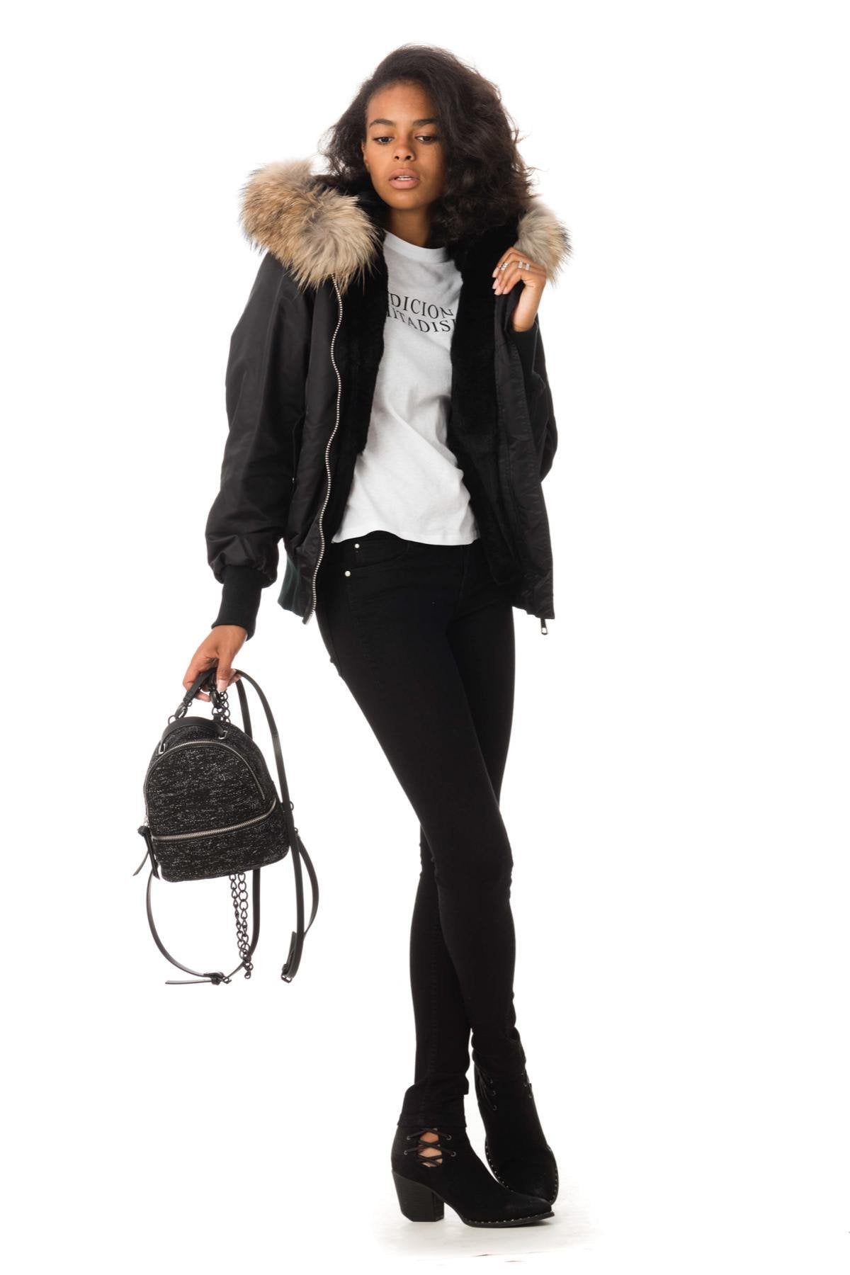 Bomber with fur hood - Image n°6