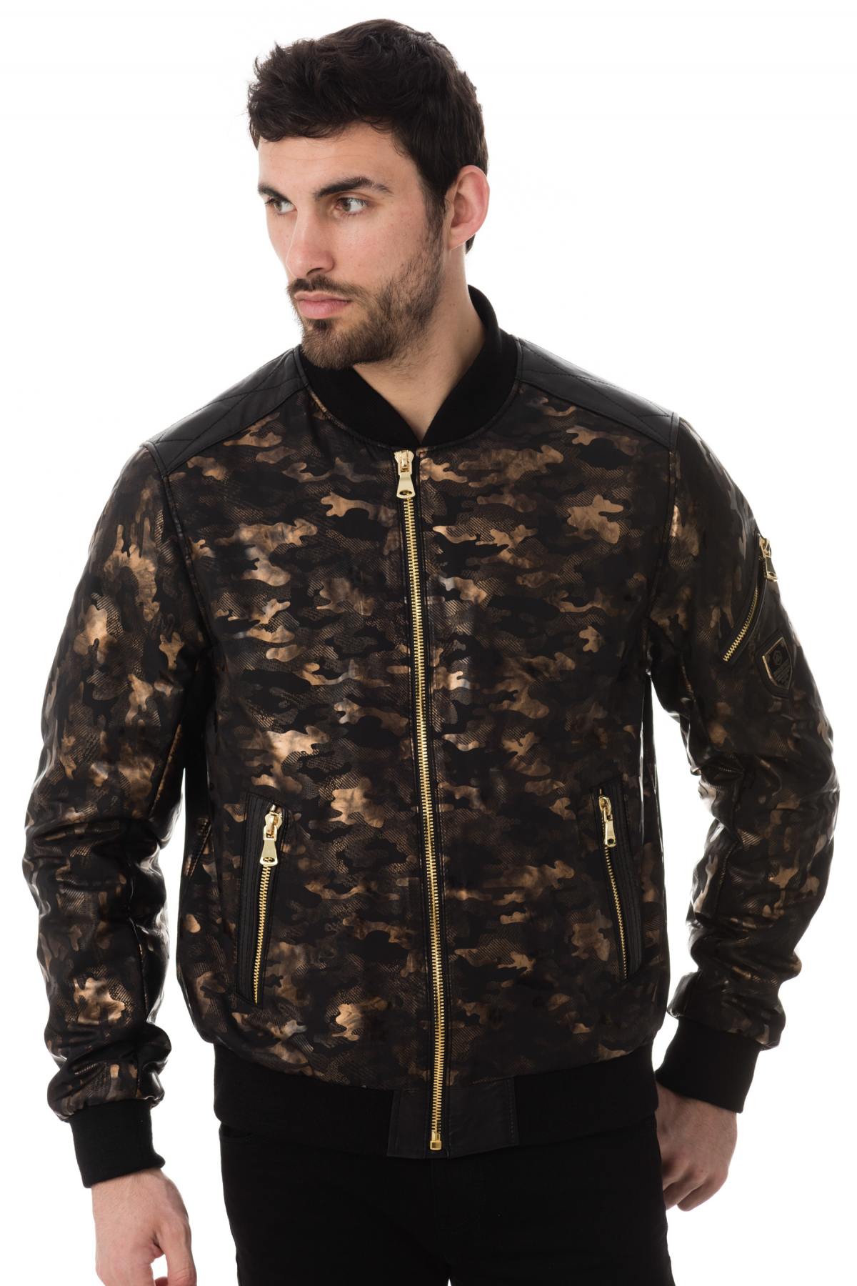 Men's black/gold bomber jacket - Image n°1