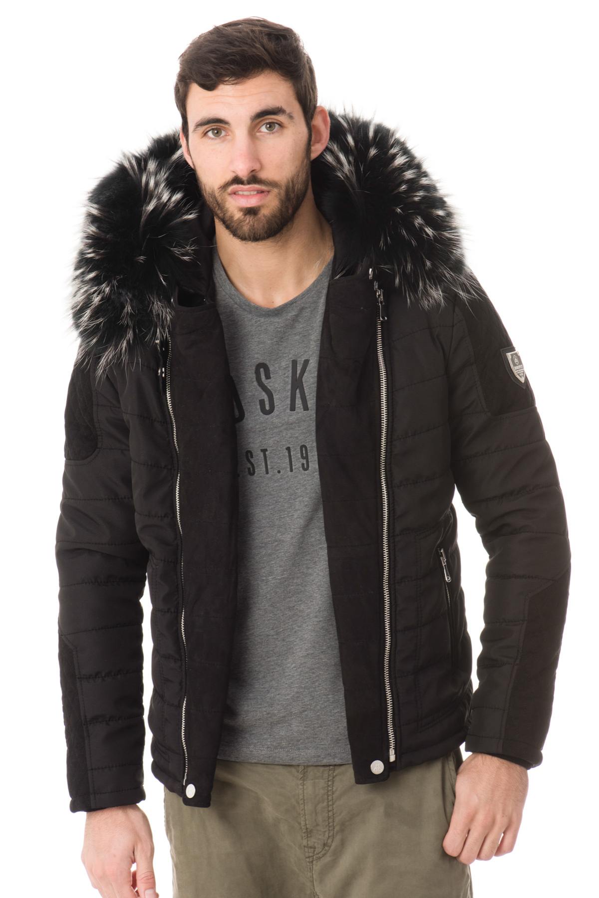 Horspist black nylon and suede down jacket for Men - Image n°3