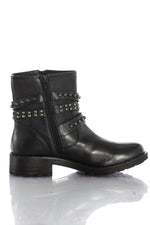 Low studded black leather boots - Image n°2