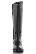 Women's riding boots in black grained leather - Image n°4