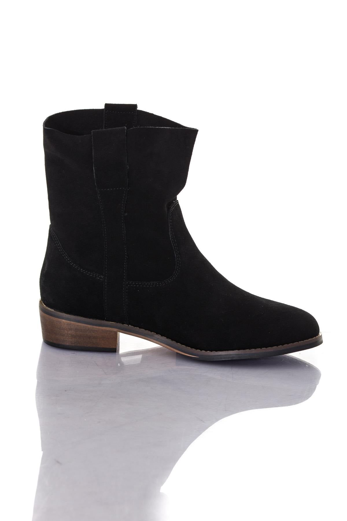 Black suede leather boots - Image n°2