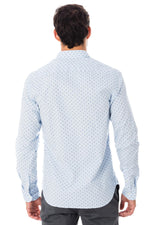 Blue long-sleeved polka dot shirt - Image n°3