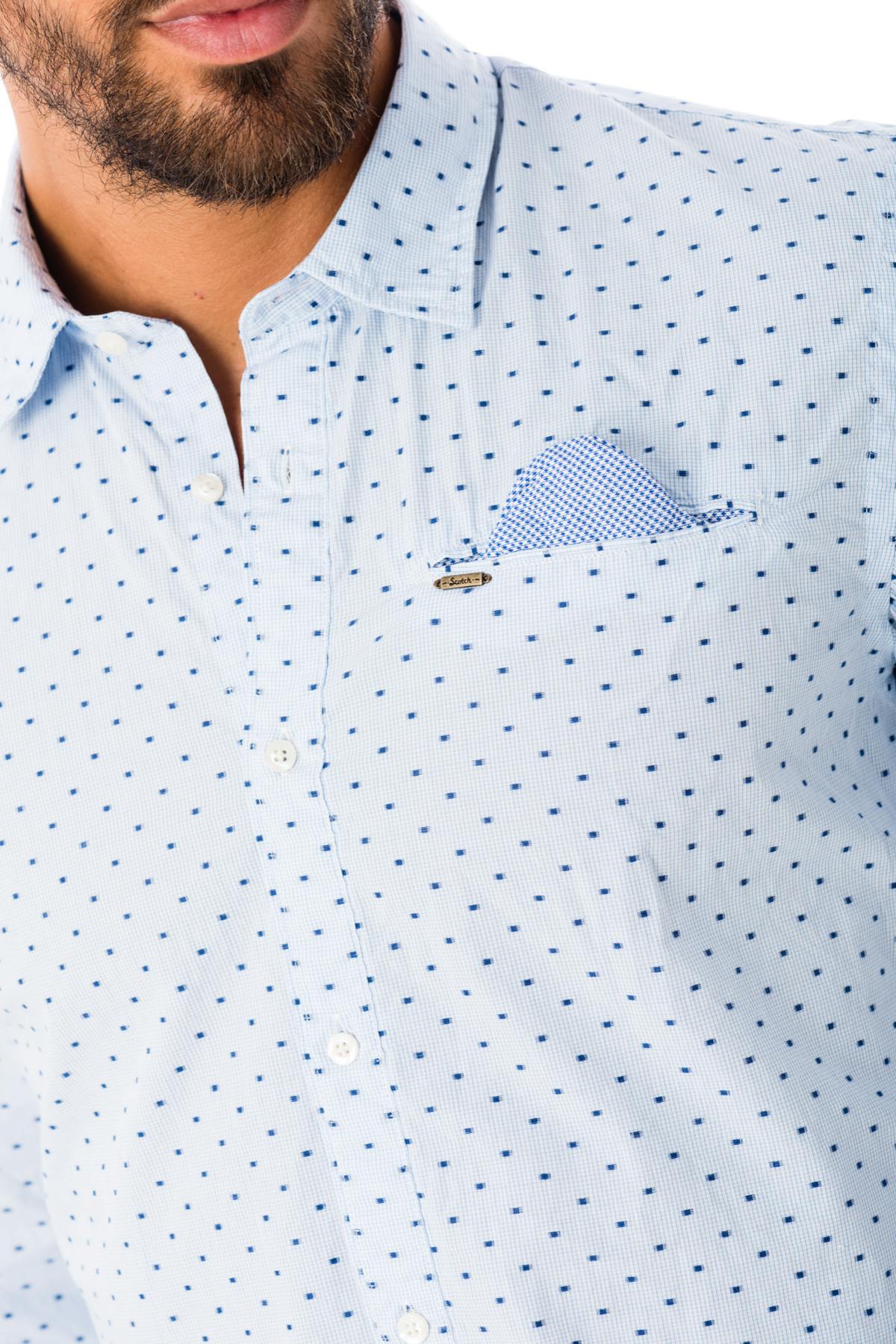 Blue long-sleeved polka dot shirt - Image n°5