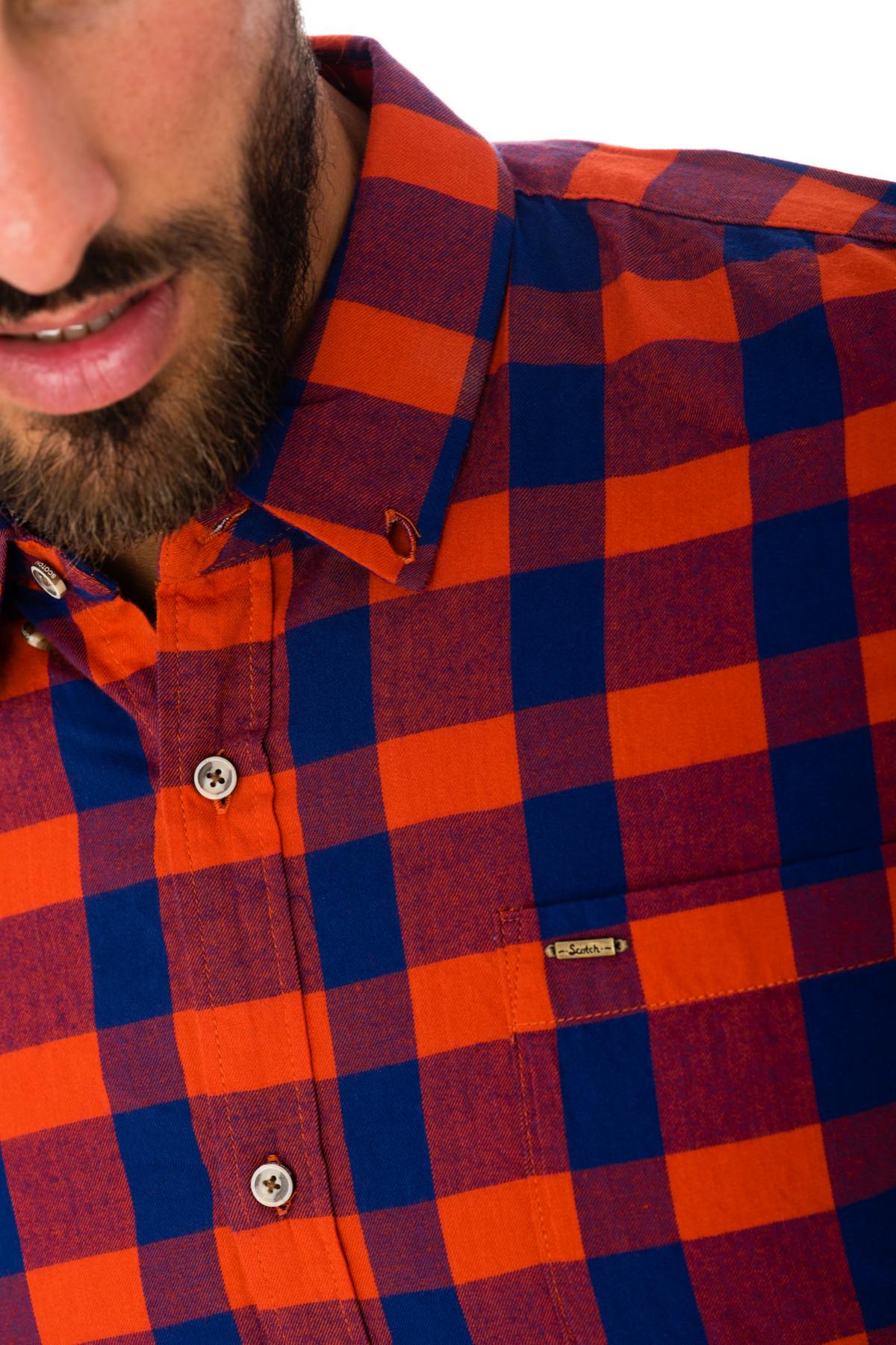Men's blue and red checked shirt - Image n°4