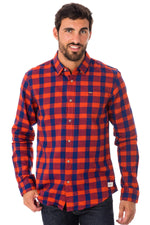 Men's blue and red checked shirt - Image n°1
