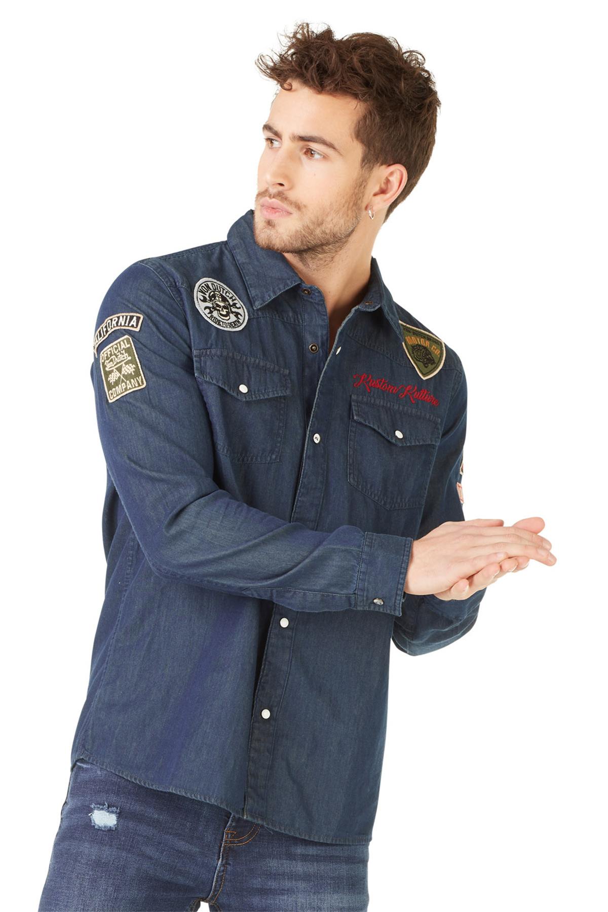 Men's blue denim shirt - Image n°1