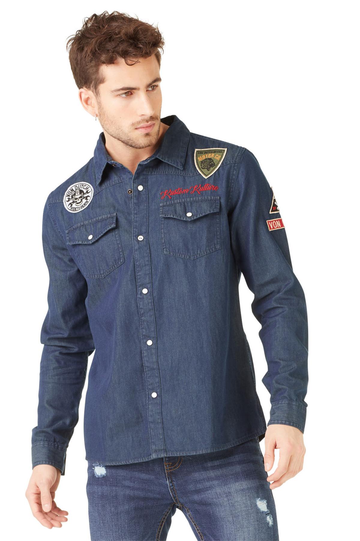 Men's blue denim shirt - Image n°4
