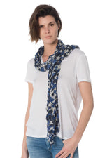 Women's blue camouflage scarf - Image n°1