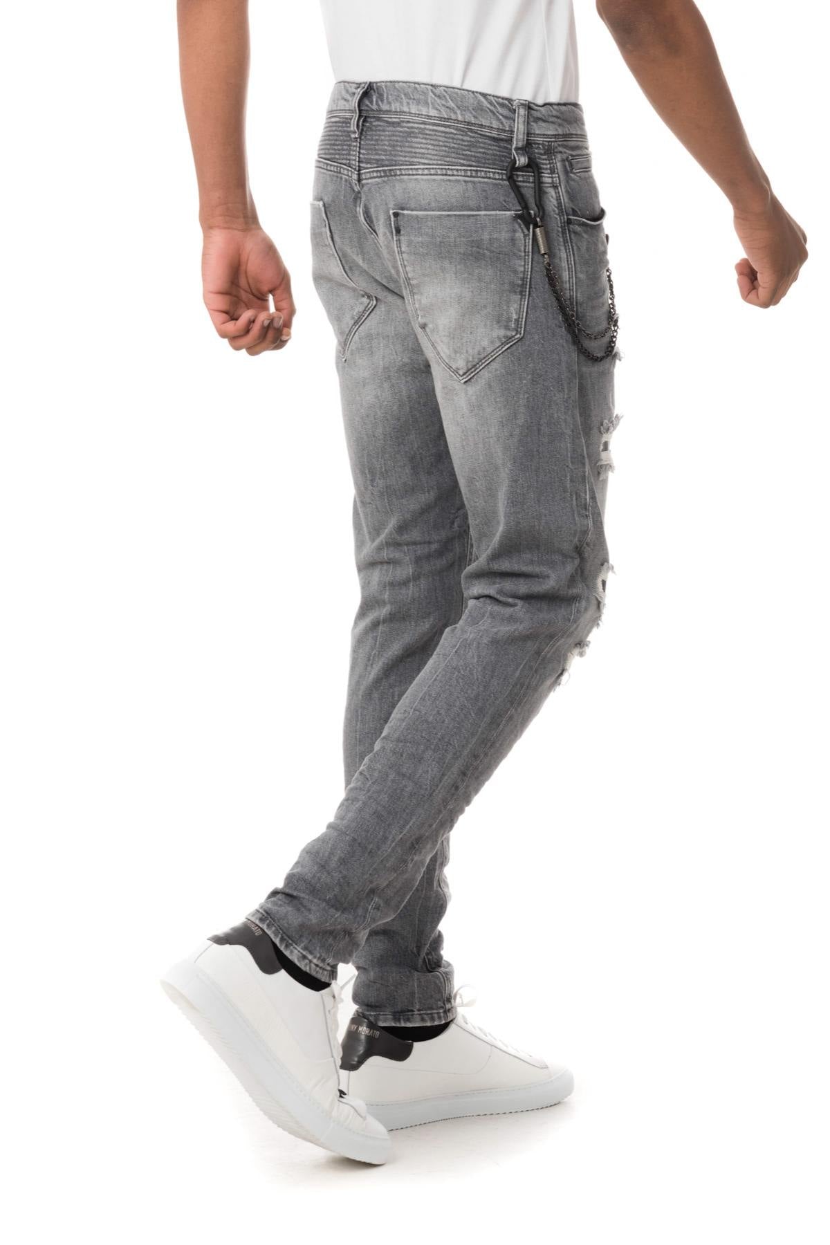 Men's gray destroyed jeans - Image n°2