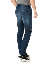 Men's skinny washed blue jeans - Image n°2
