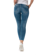 Women's blue slim 7/8 jeans - Image n°3