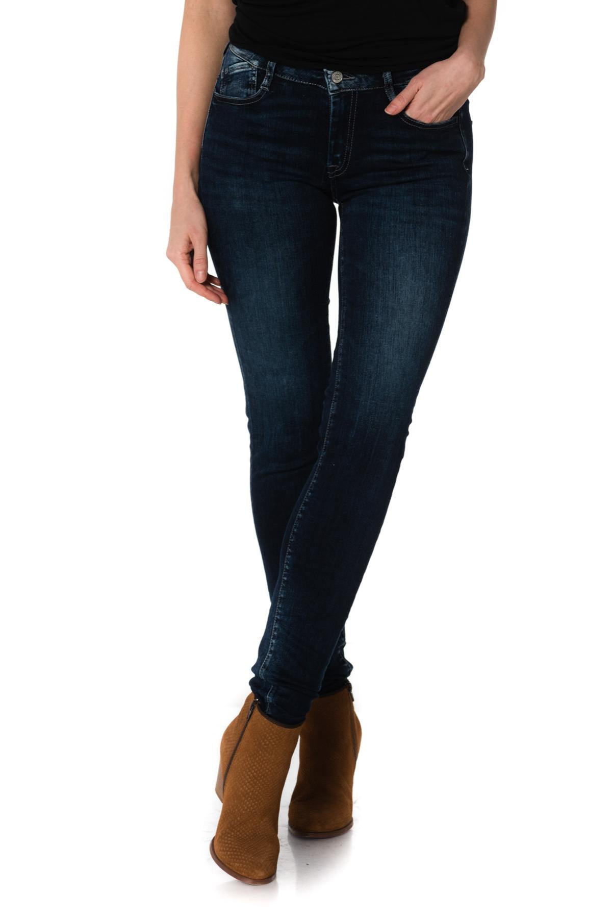Women's dark blue slim jeans - Image n°8