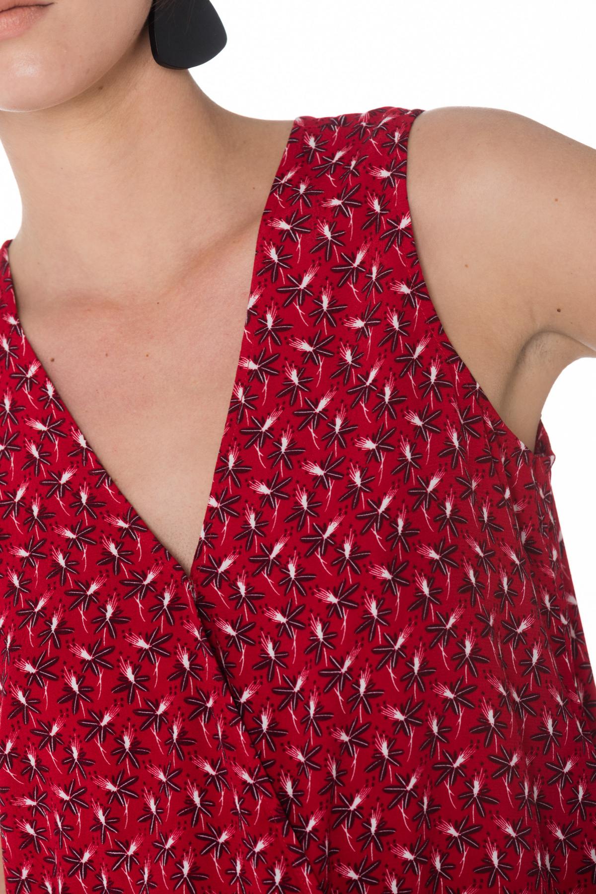 Women's red floral short jumpsuit - Image n°4