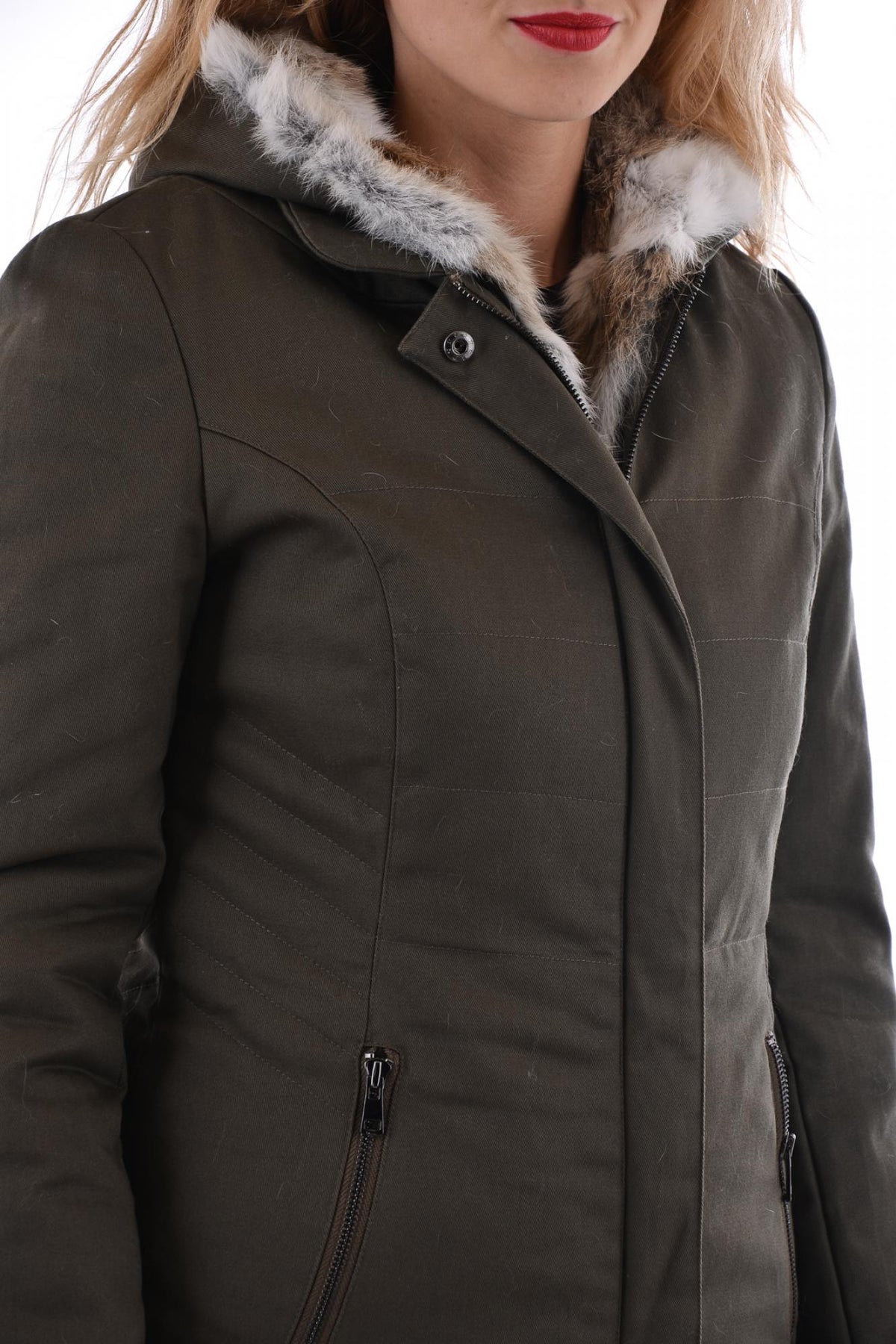 Serge Pariente women's coat in khaki cotton - Image n°6