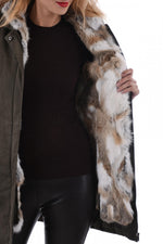 Serge Pariente women's coat in khaki cotton - Image n°2