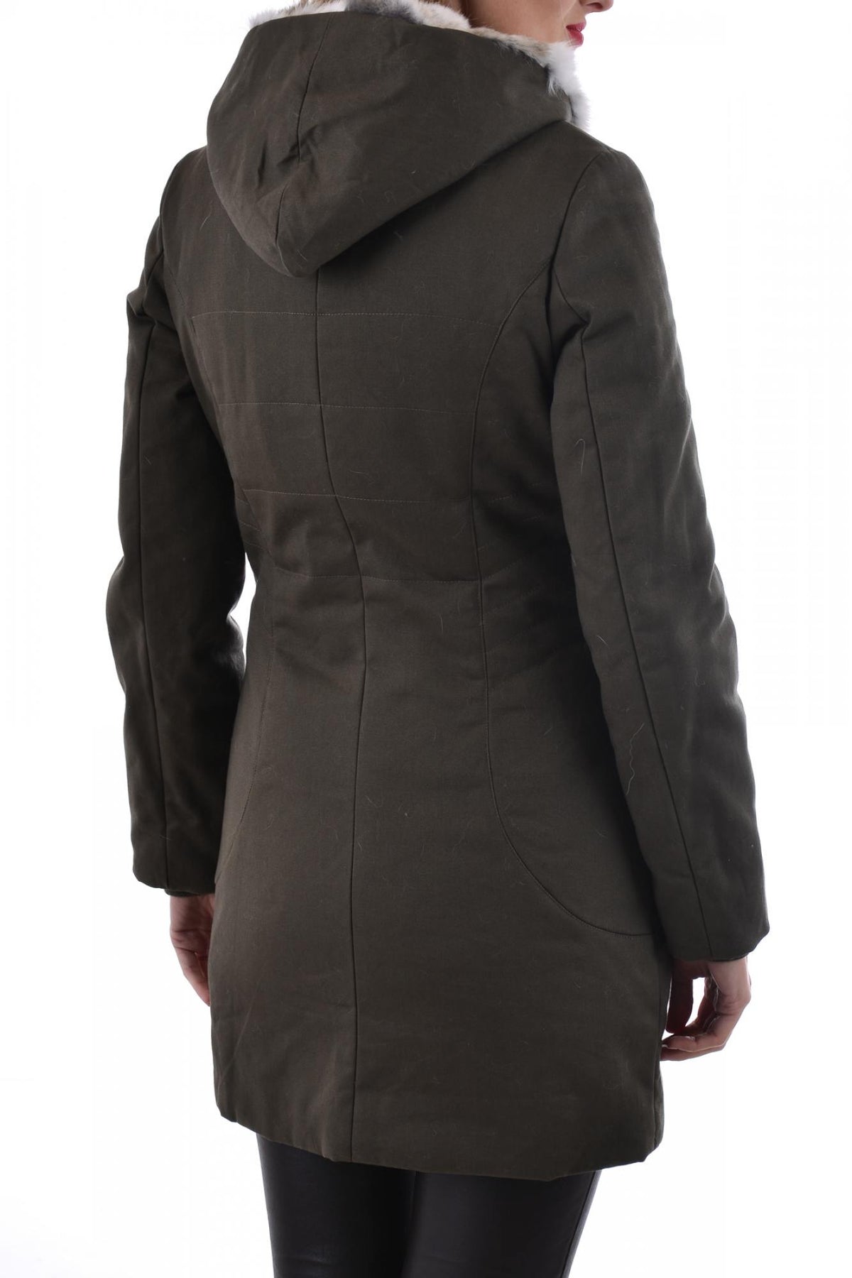 Serge Pariente women's coat in khaki cotton - Image n°7