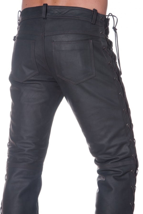 LAST REBELS men's pants in brown leather - Image n°3