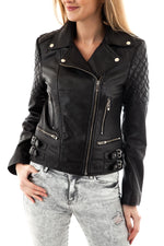 Women's Perf style leather jacket Black - Image n°1