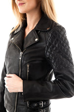 Women's Perf style leather jacket Black - Image n°6