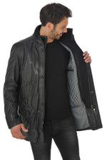 Men's Daytona lambskin leather coat Black - Image n°4