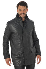 Men's Daytona lambskin leather coat Black - Image n°1