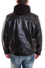 Lucina buffalo leather jacket large size black - Image n°4