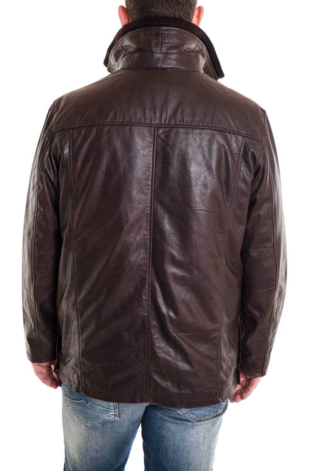 Lucina Brown Smooth Look Buffalo Jacket for Men Large Size - Image n°4