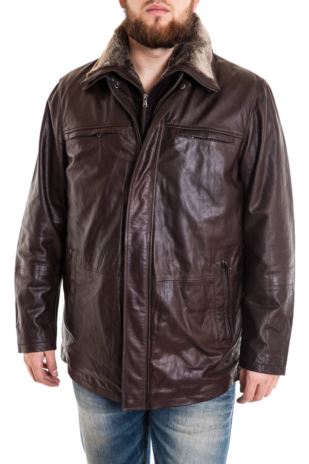 Lucina Brown Smooth Look Buffalo Jacket for Men Large Size - Image n°2