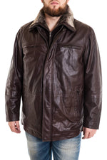 Lucina Brown Smooth Look Buffalo Jacket for Men Large Size - Image n°2