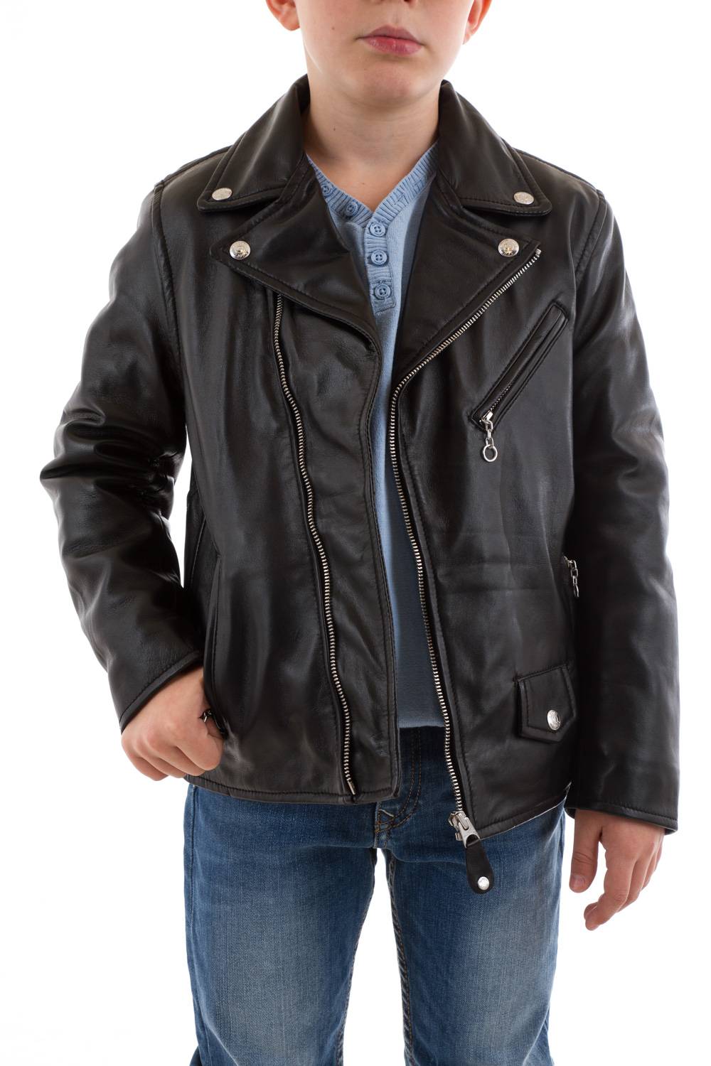 Schott children's perfecto in black lambskin - Image n°1