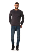 Men's gray round neck sweater - Image n°2